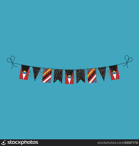Decorations bunting flags for Antigua and Barbuda national day holiday in flat design. Independence day or National day holiday concept.