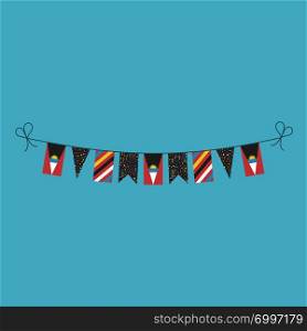 Decorations bunting flags for Antigua and Barbuda national day holiday in flat design. Independence day or National day holiday concept.