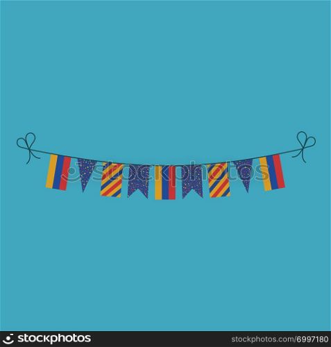 Decorations bunting flags for Armenia national day holiday in flat design. Independence day or National day holiday concept.