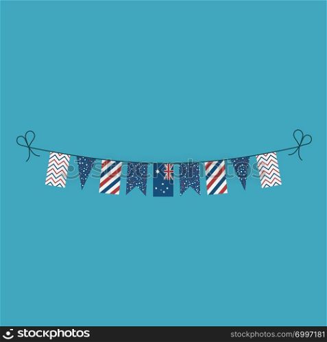 Decorations bunting flags for Australia national day holiday in flat design. Independence day or National day holiday concept.