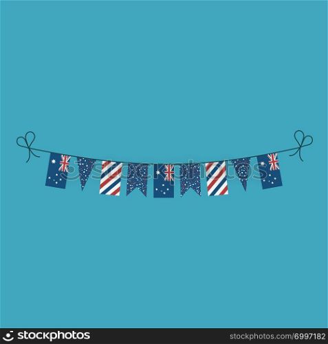 Decorations bunting flags for Australia national day holiday in flat design. Independence day or National day holiday concept.