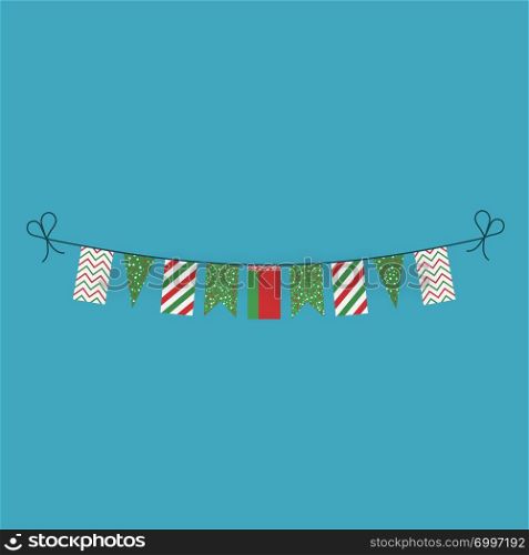 Decorations bunting flags for Belarus national day holiday in flat design. Independence day or National day holiday concept.