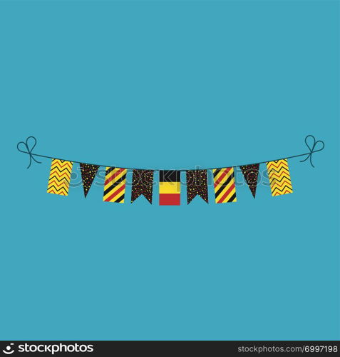 Decorations bunting flags for Belgium national day holiday in flat design. Independence day or National day holiday concept.