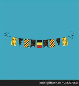 Decorations bunting flags for Belgium national day holiday in flat design. Independence day or National day holiday concept.