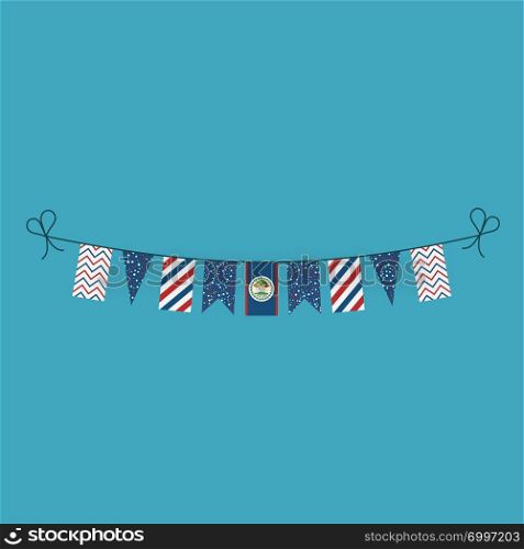 Decorations bunting flags for Belize national day holiday in flat design. Independence day or National day holiday concept.
