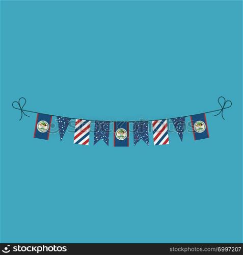 Decorations bunting flags for Belize national day holiday in flat design. Independence day or National day holiday concept.