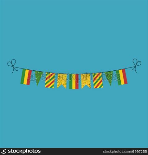 Decorations bunting flags for Bolivia national day holiday in flat design. Independence day or National day holiday concept.