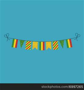 Decorations bunting flags for Bolivia national day holiday in flat design. Independence day or National day holiday concept.