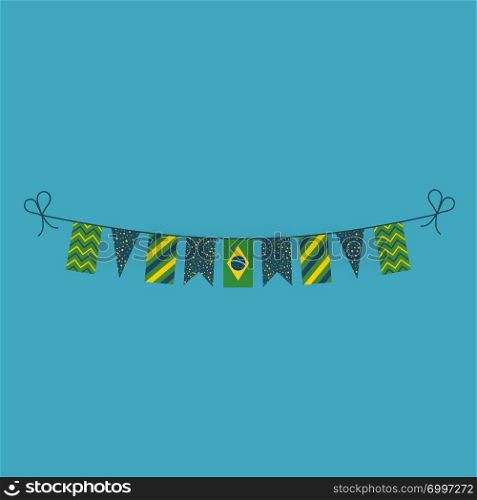 Decorations bunting flags for Brazil national day holiday in flat design. Independence day or National day holiday concept.