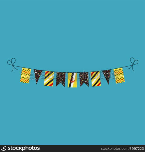 Decorations bunting flags for Brunei national day holiday in flat design. Independence day or National day holiday concept.
