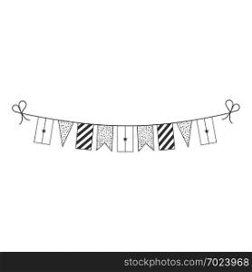 Decorations bunting flags for Burkina Faso national day holiday in black outline flat design. Independence day or National day holiday concept.