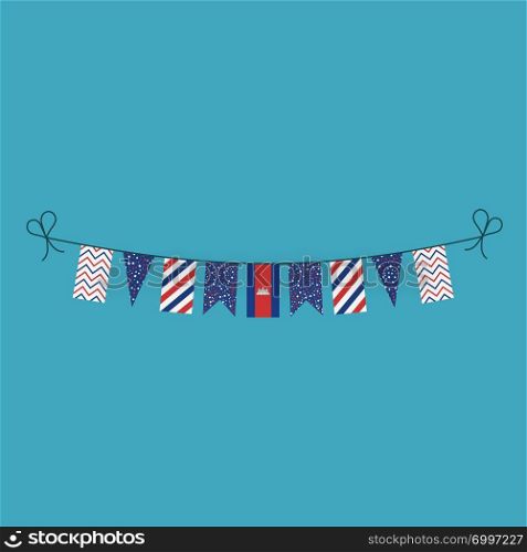Decorations bunting flags for Cambodia national day holiday in flat design. Independence day or National day holiday concept.