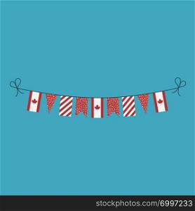 Decorations bunting flags for Canada national day holiday in flat design. Independence day or National day holiday concept.