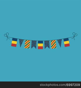 Decorations bunting flags for Chad national day holiday in flat design. Independence day or National day holiday concept.