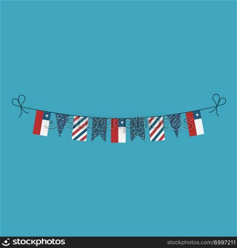 Decorations bunting flags for Chile national day holiday in flat design. Independence day or National day holiday concept.