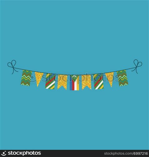 Decorations bunting flags for Comoros national day holiday in flat design. Independence day or National day holiday concept.