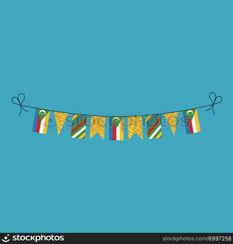 Decorations bunting flags for Comoros national day holiday in flat design. Independence day or National day holiday concept.