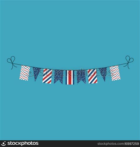 Decorations bunting flags for Costa Rica national day holiday in flat design. Independence day or National day holiday concept.
