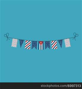 Decorations bunting flags for Cuba national day holiday in flat design. Independence day or National day holiday concept.