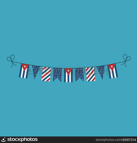 Decorations bunting flags for Cuba national day holiday in flat design. Independence day or National day holiday concept.