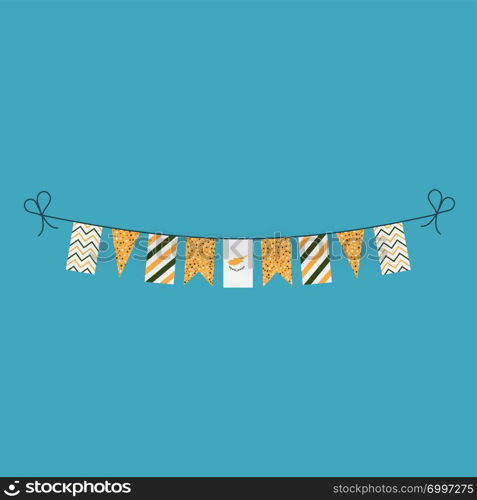 Decorations bunting flags for Cyprus national day holiday in flat design. Independence day or National day holiday concept.