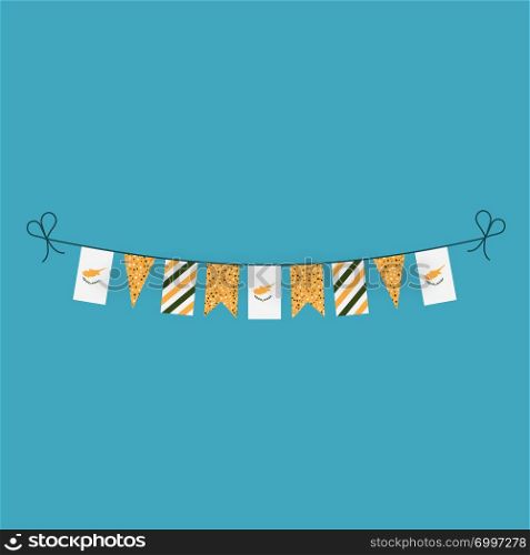 Decorations bunting flags for Cyprus national day holiday in flat design. Independence day or National day holiday concept.