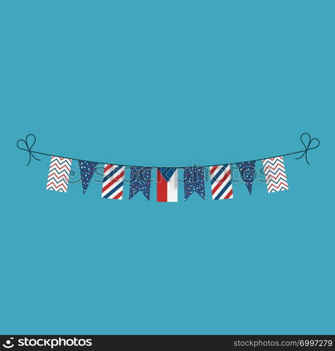 Decorations bunting flags for Czech Republic national day holiday in flat design. Independence day or National day holiday concept.