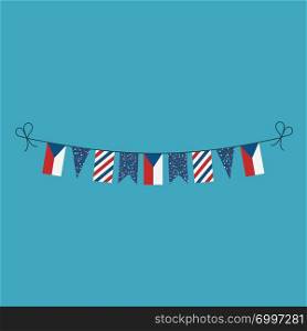 Decorations bunting flags for Czech Republic national day holiday in flat design. Independence day or National day holiday concept.