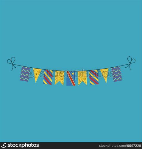 Decorations bunting flags for Democratic Republic of the Congo national day holiday in flat design. Independence day or National day holiday concept.