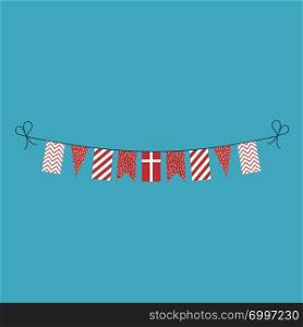 Decorations bunting flags for Denmark national day holiday in flat design. Independence day or National day holiday concept.