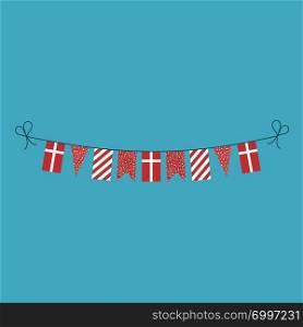 Decorations bunting flags for Denmark national day holiday in flat design. Independence day or National day holiday concept.