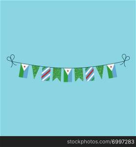 Decorations bunting flags for Djibouti national day holiday in flat design. Independence day or National day holiday concept.