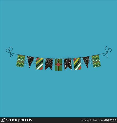Decorations bunting flags for Dominica national day holiday in flat design. Independence day or National day holiday concept.