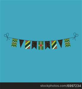 Decorations bunting flags for Dominica national day holiday in flat design. Independence day or National day holiday concept.