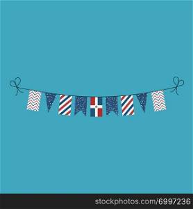Decorations bunting flags for Dominican Republic national day holiday in flat design. Independence day or National day holiday concept.
