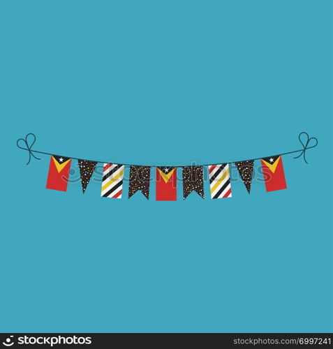 Decorations bunting flags for East Timor national day holiday in flat design. Independence day or National day holiday concept.