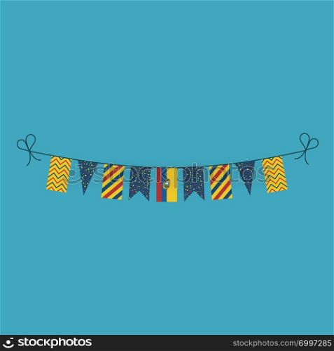 Decorations bunting flags for Ecuador national day holiday in flat design. Independence day or National day holiday concept.