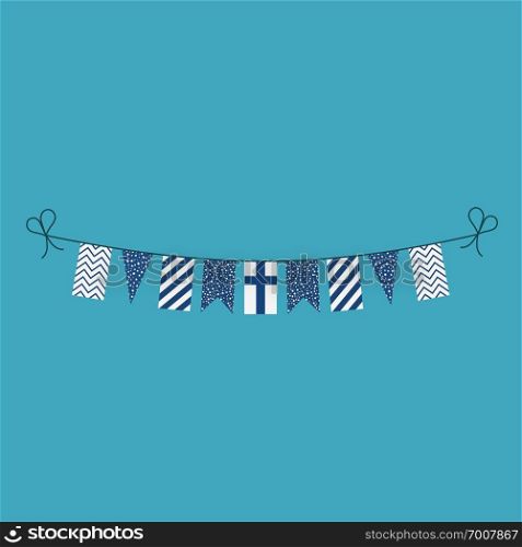 Decorations bunting flags for Finland national day holiday in flat design. Independence day or National day holiday concept.