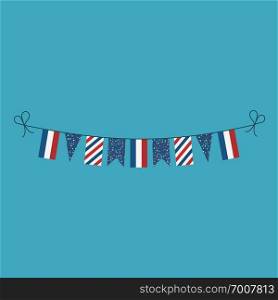 Decorations bunting flags for France national day holiday in flat design. Independence day or National day holiday concept.