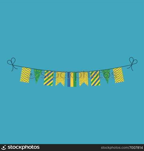 Decorations bunting flags for Gabon national day holiday in flat design. Independence day or National day holiday concept.