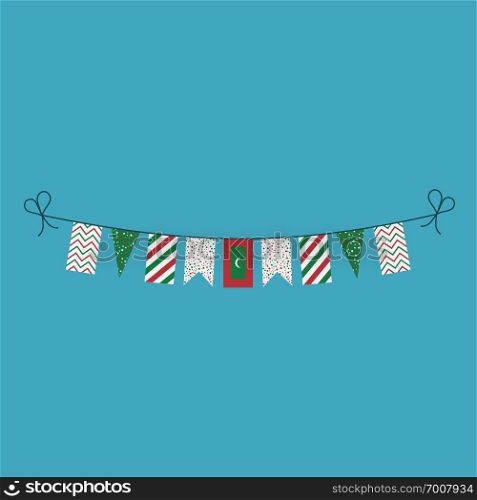 Decorations bunting flags for Maldives national day holiday in flat design. Independence day or National day holiday concept.