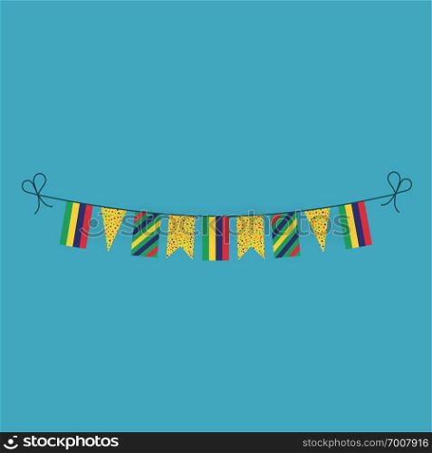 Decorations bunting flags for Mauritius national day holiday in flat design. Independence day or National day holiday concept.