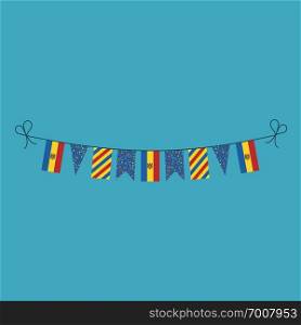 Decorations bunting flags for Moldova national day holiday in flat design. Independence day or National day holiday concept.