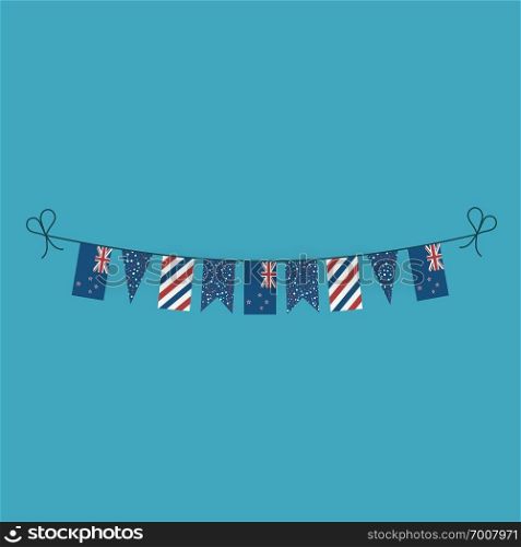 Decorations bunting flags for New Zealand national day holiday in flat design. Independence day or National day holiday concept.