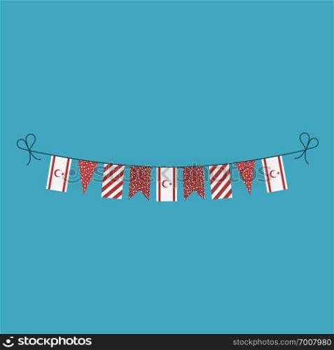 Decorations bunting flags for Northern Cyprus national day holiday in flat design. Independence day or National day holiday concept.