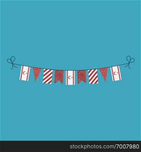 Decorations bunting flags for Northern Cyprus national day holiday in flat design. Independence day or National day holiday concept.