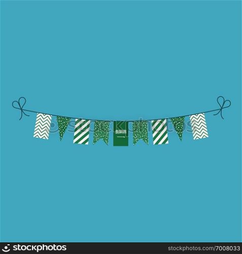 Decorations bunting flags for Saudi Arabia national day holiday in flat design. Independence day or National day holiday concept.