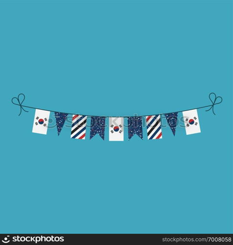 Decorations bunting flags for South Korea national day holiday in flat design. Independence day or National day holiday concept.