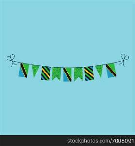 Decorations bunting flags for Tanzania national day holiday in flat design. Independence day or National day holiday concept.