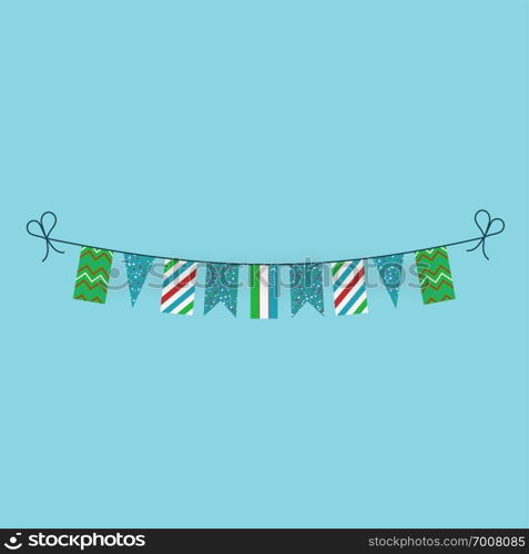 Decorations bunting flags for Uzbekistan national day holiday in flat design. Independence day or National day holiday concept.